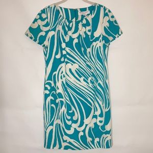 Trina Turk Blue/Turquoise & Creme Dress
